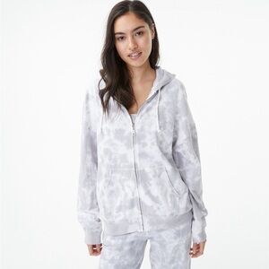 Aeropostale Grey and White Tie-Dye Zip Up